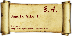 Begyik Albert névjegykártya